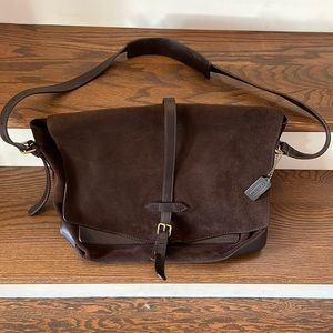 COPY - Classic Coach Brown Suede Leather Laptop Bag.